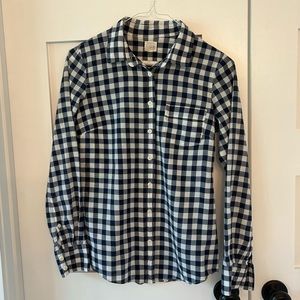 J. Crew women’s navy gingham button down shirt